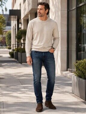 PAIGE Lennox Slim Fit Jeans Mens 36 Pensbury Wash Stretch Denim